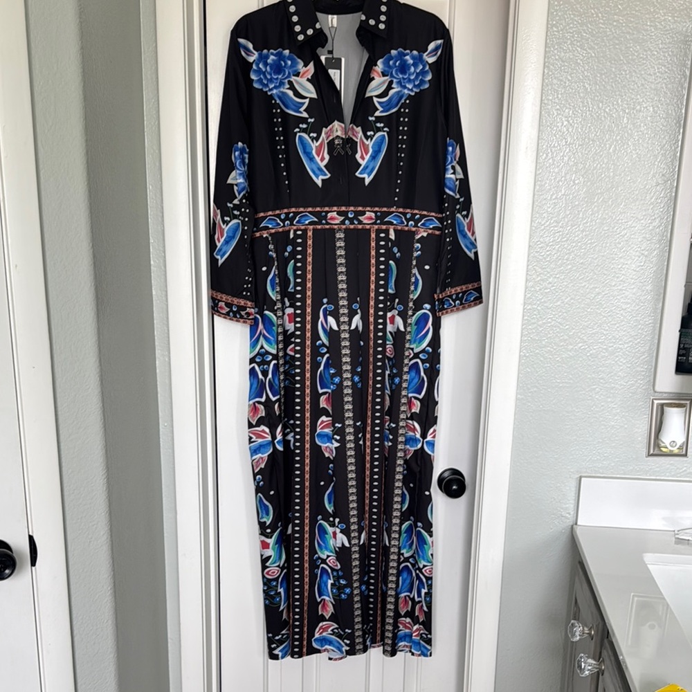 Floral Black Maxi Dress NWT